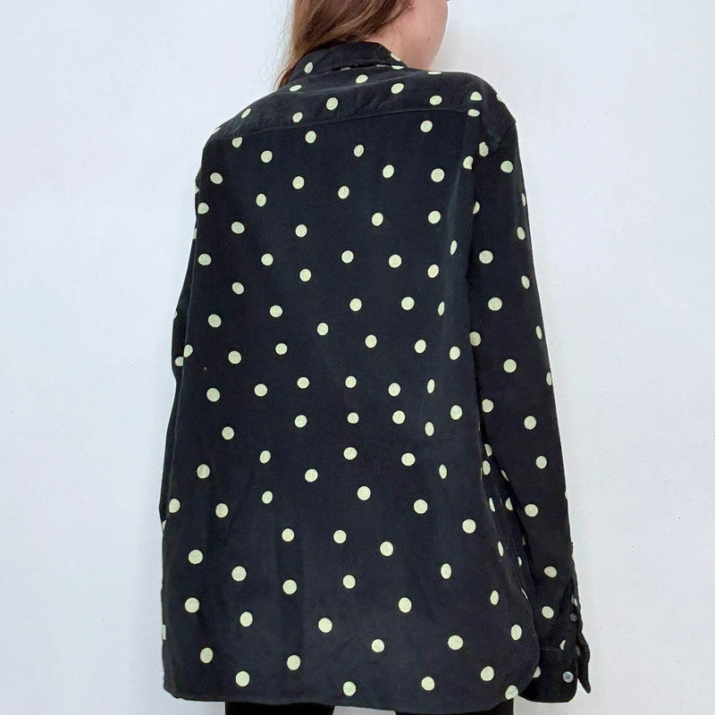black polkadot button up oversized shirt