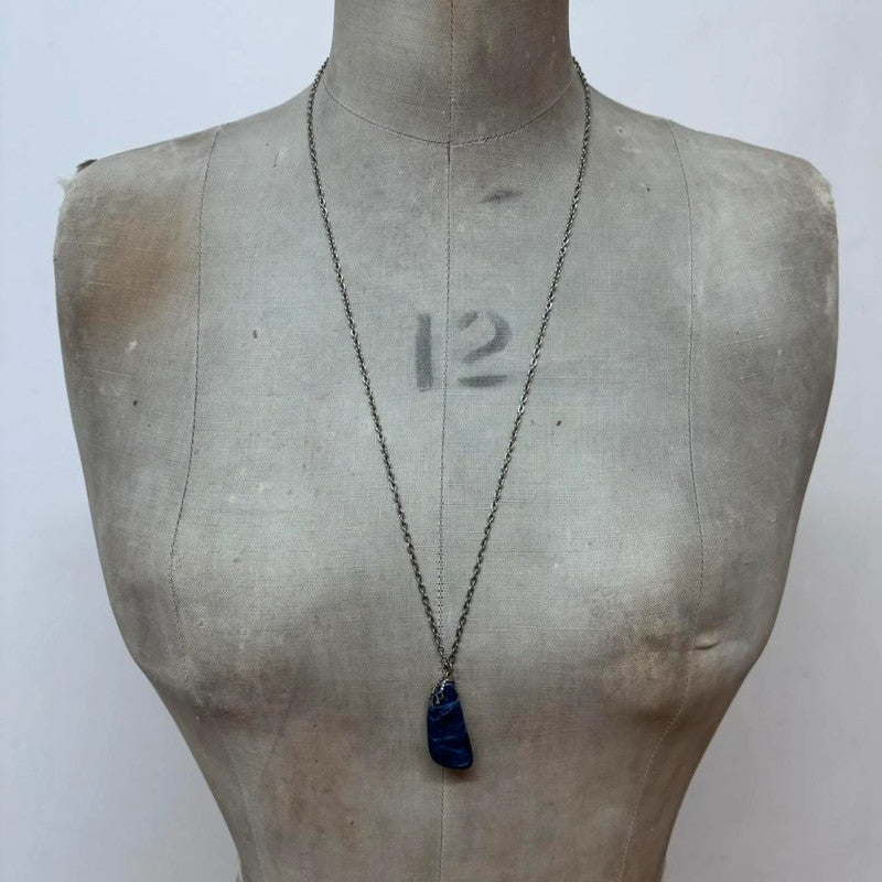 Blue gem crystal necklace