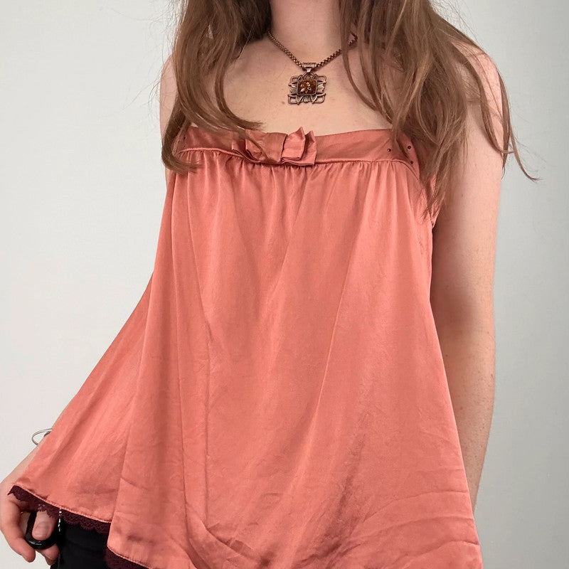pink silk pleated flared vest