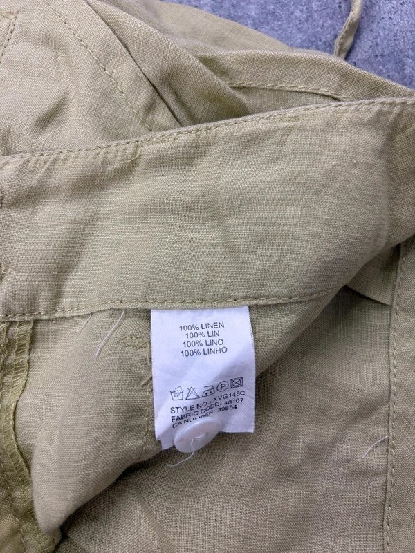 green Chartreuse 100% linen cargo grunge midi skirt