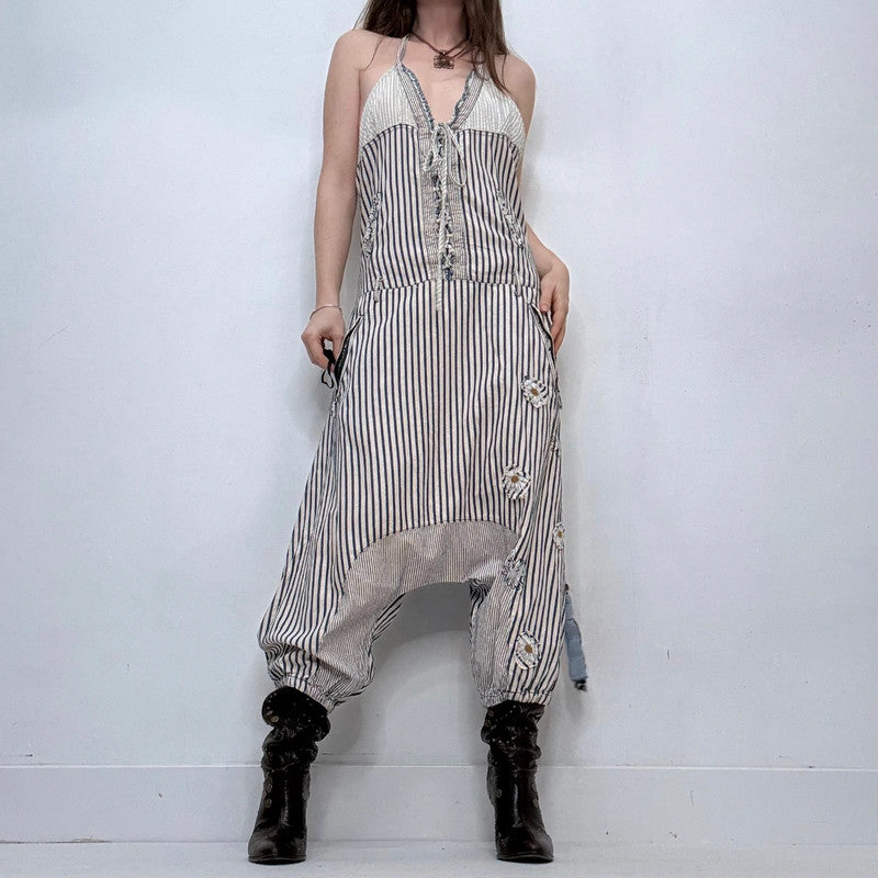 pinstripe batwing slouchy dungarees