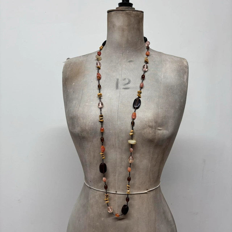 long crystal beaded boho necklace