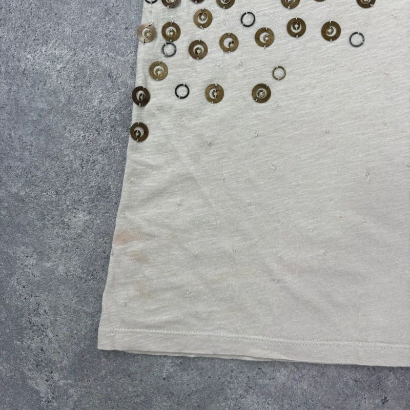 slouchy tan metal studded embelsihed vest top