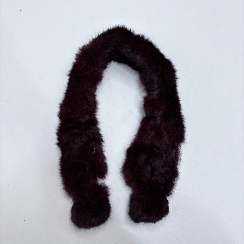 burgandy fur wrap scarf