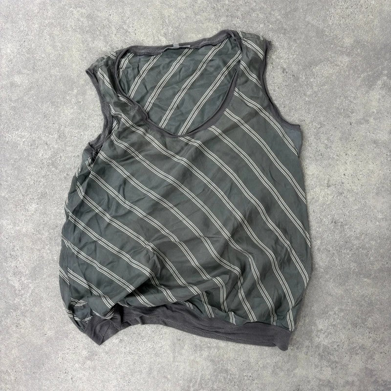 pinstripe silk slouchy grey vest top
