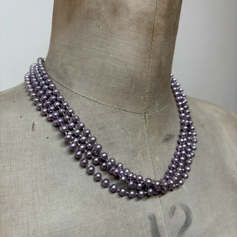 layered pearl metallic necklace