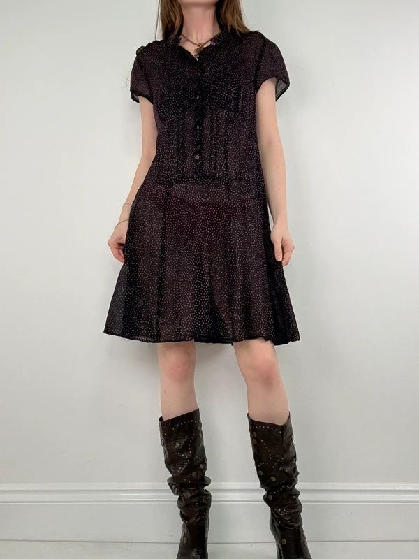 Sheer cotton polkadot babydoll dress