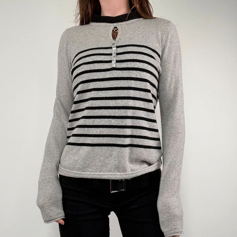 grey striped cashmere jumper