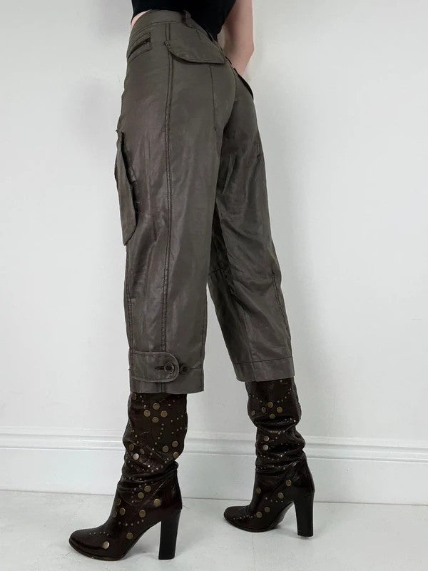 brown stright leg cropped capri pants