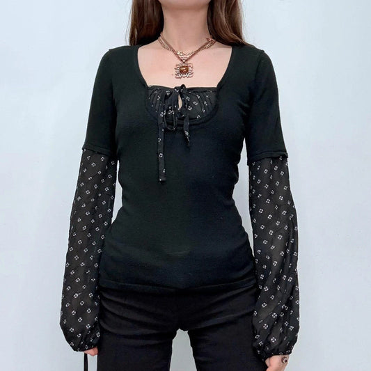 black fitted flared puff shirt