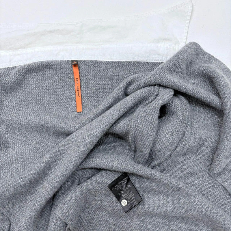 grey ribbed asymmetric flared Cop Copine cardigan