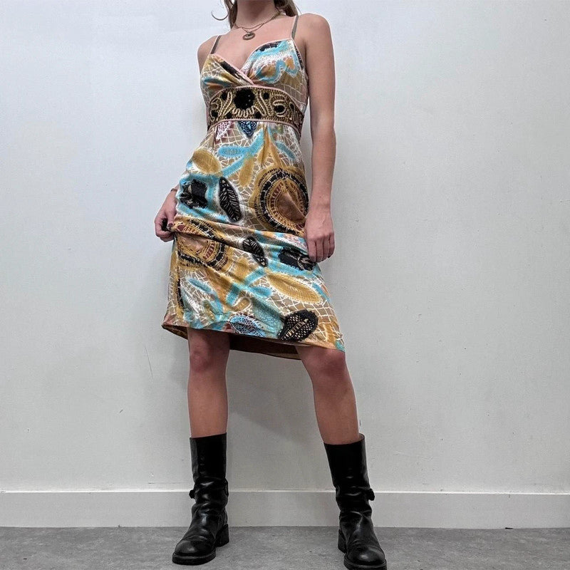 silk patterned printed dress
