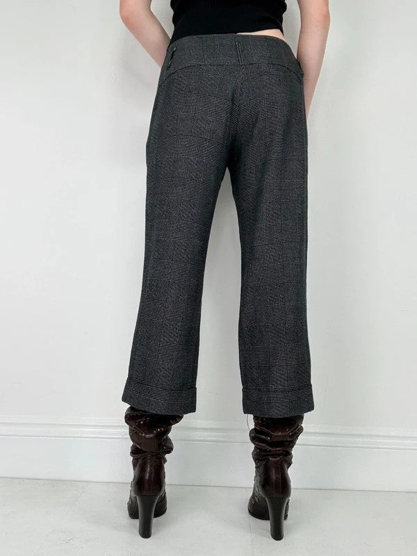 tartan checked grey cropped capri pants