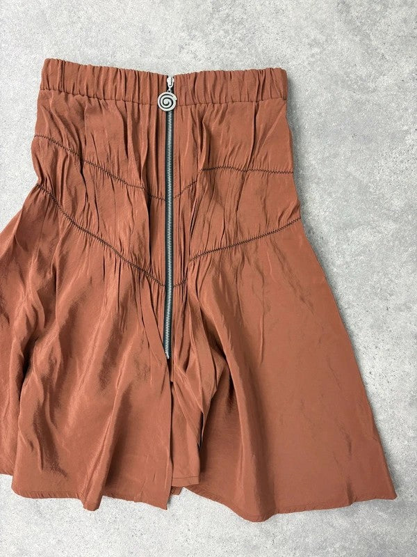 Cop Copine gathered ruched orange midi skirt
