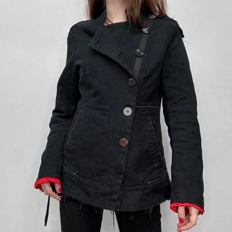 asymmetric archival button grunge blazer