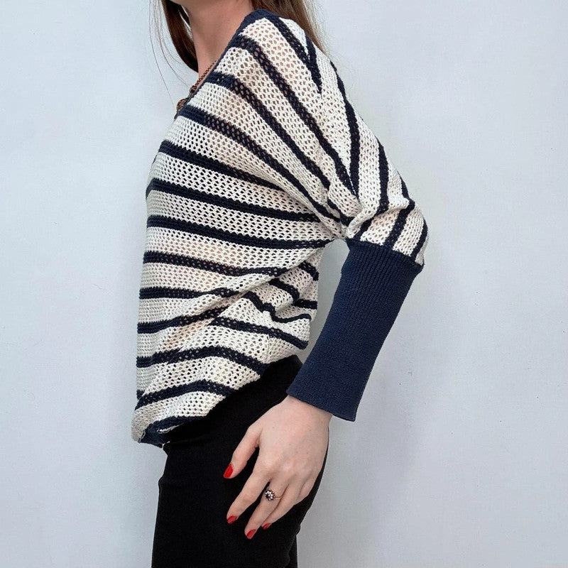 sheer knit slouchy striped jumper