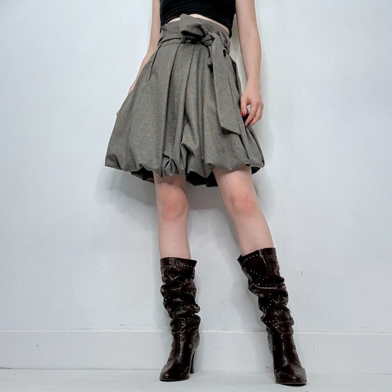 grey draped puff skirt