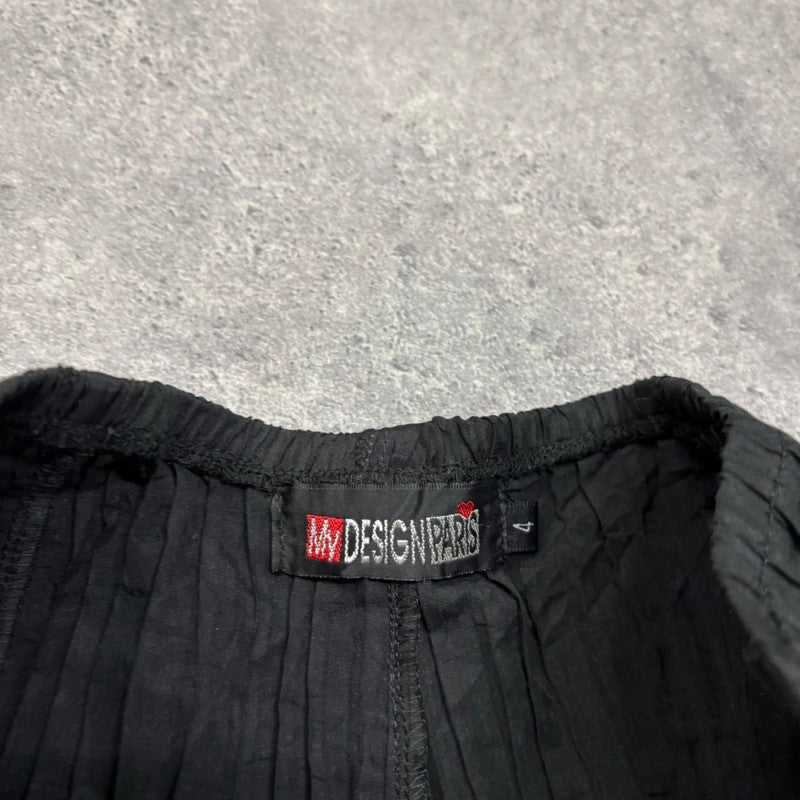 black crinkle flared black skirt