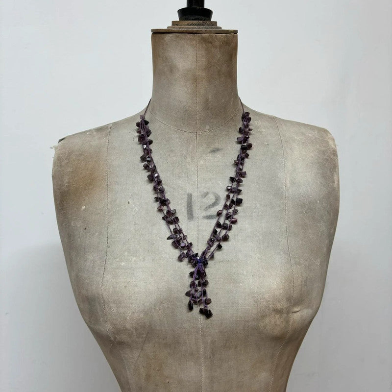 Boho drape gemstone necklace