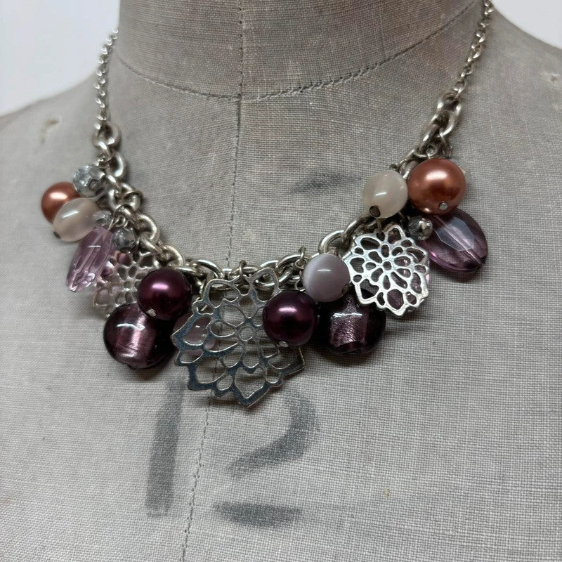 chunky chain beaded charm necklace