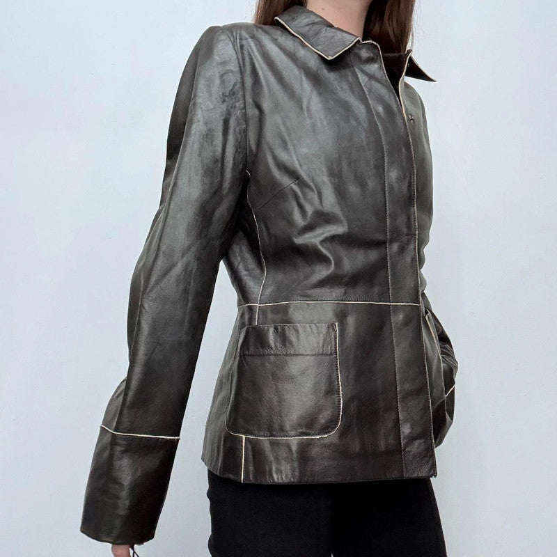 black leather minimalist jacket