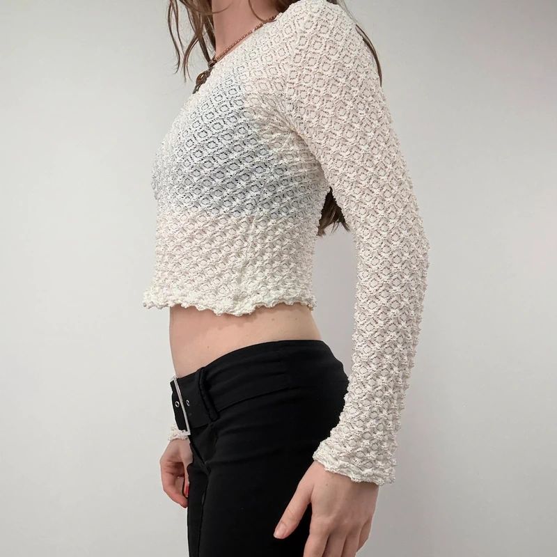 Lace Textured Ruffle Top
