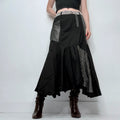 black polkadot patchwork maxi skirt