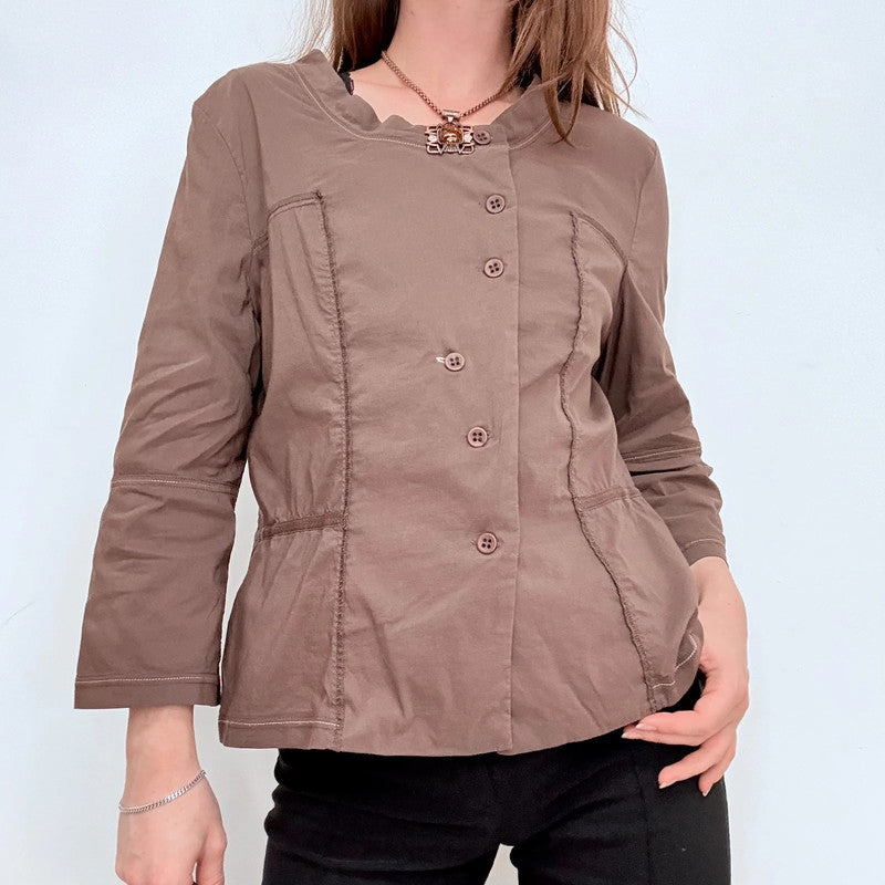 asymmetric brown fitted jacket