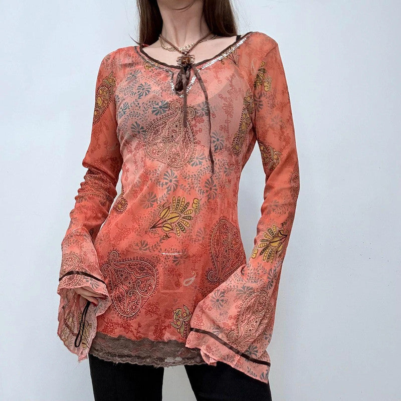 Bell flare paisley hippie fairy shirt