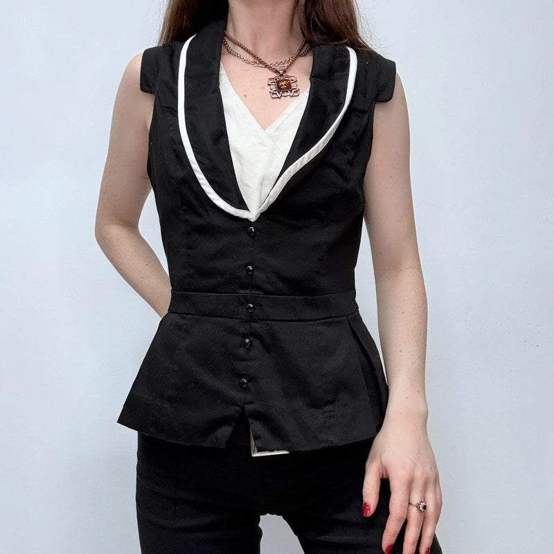 fitted black double waistcoat