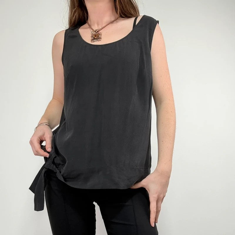 slouchy Silk allsaints asymmetric black vest