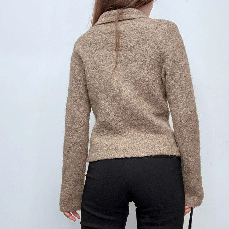 tan wool asymmetric jacket