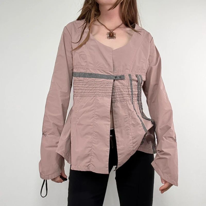 pink structured flared engineered shirt