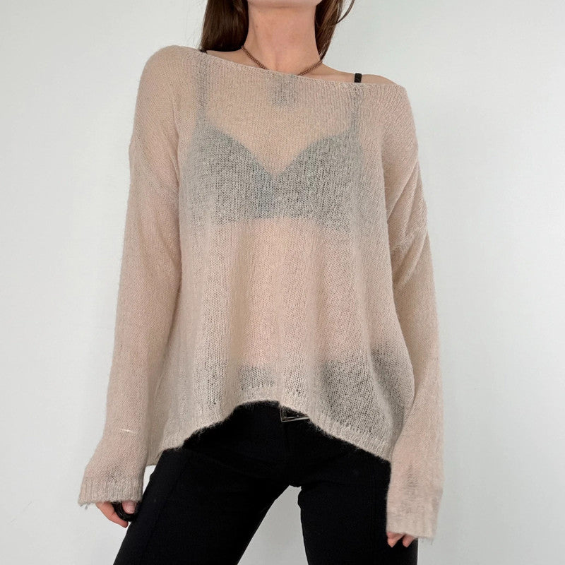 sheer slouchy mohair knit jumper