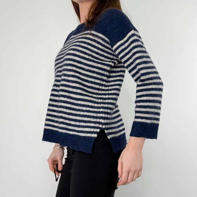 Soeur navy and white striped wool knit jumper