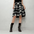 black checked puff structured skirt
