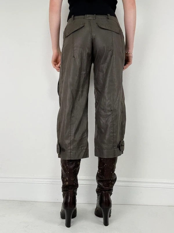 brown stright leg cropped capri pants
