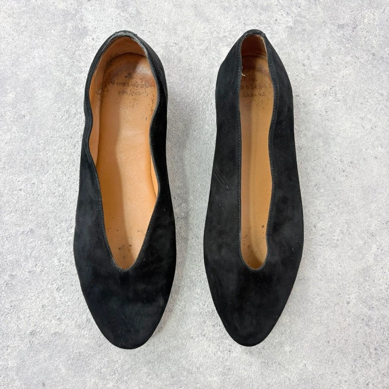 Sezane black leather suede ballet flats