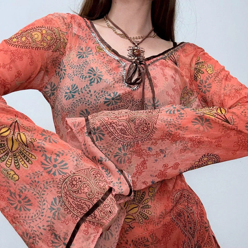 Bell flare paisley hippie fairy shirt