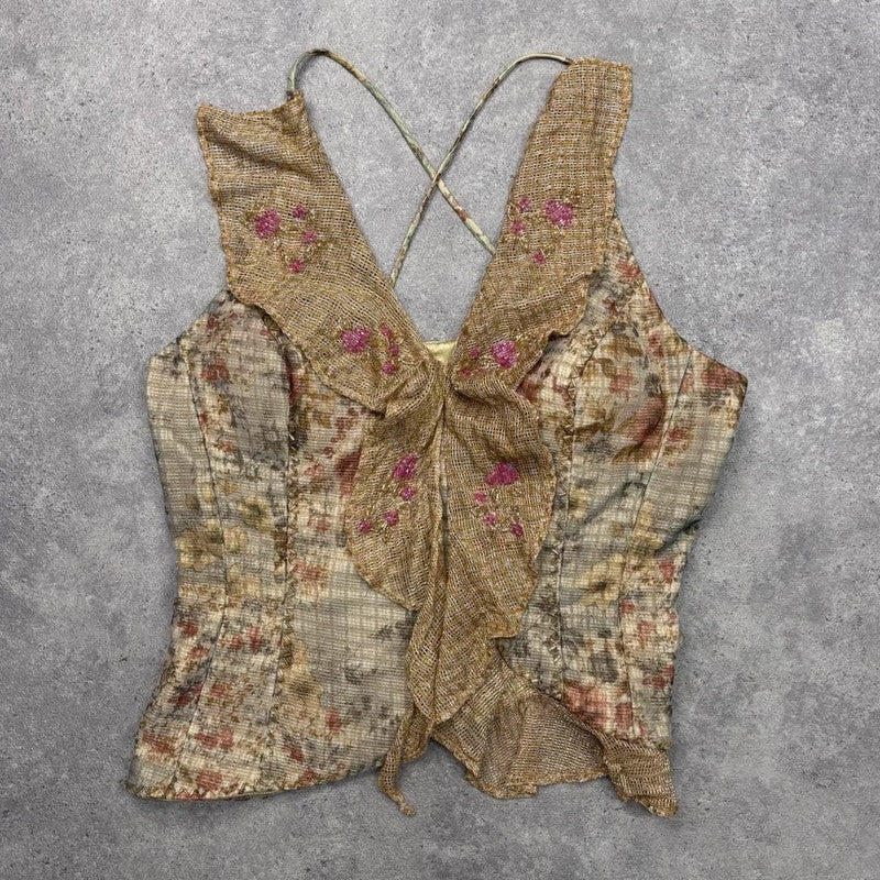 lace floral fairy flutter vest