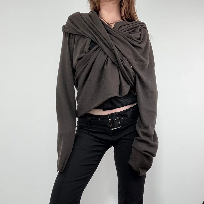 ultra slouchy asymmetric wrap cardigan