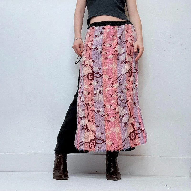pink layered trousers flap skirt