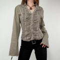Khaki Gathered Lace Corset Shirt