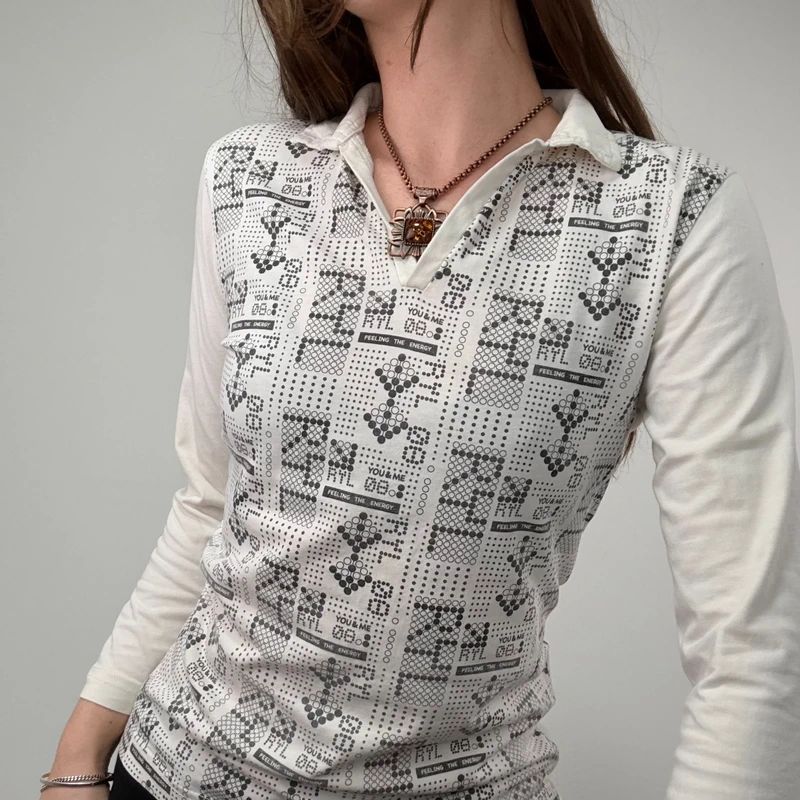 White Graphic printed Polo Shirt