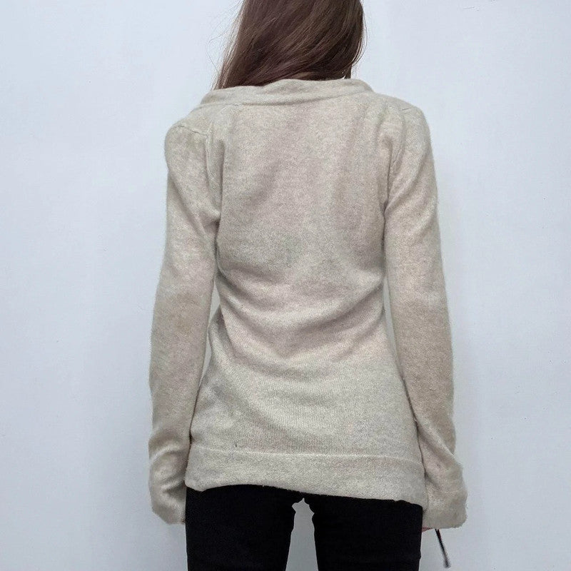 grey slouchy wide neck knitted jumper