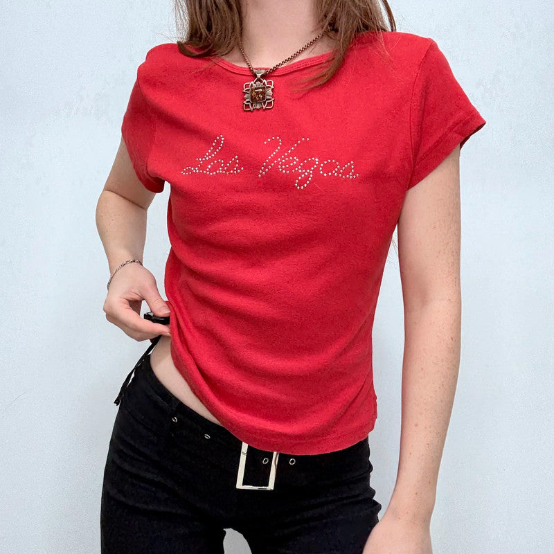 red graphic y2k t-shirt