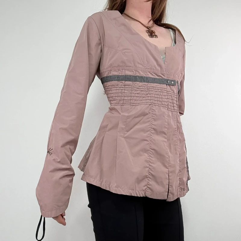 pink structured flared engineered shirt