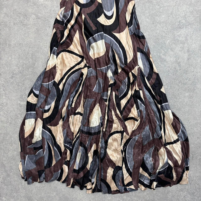 satin crinkle patterned maxi dress