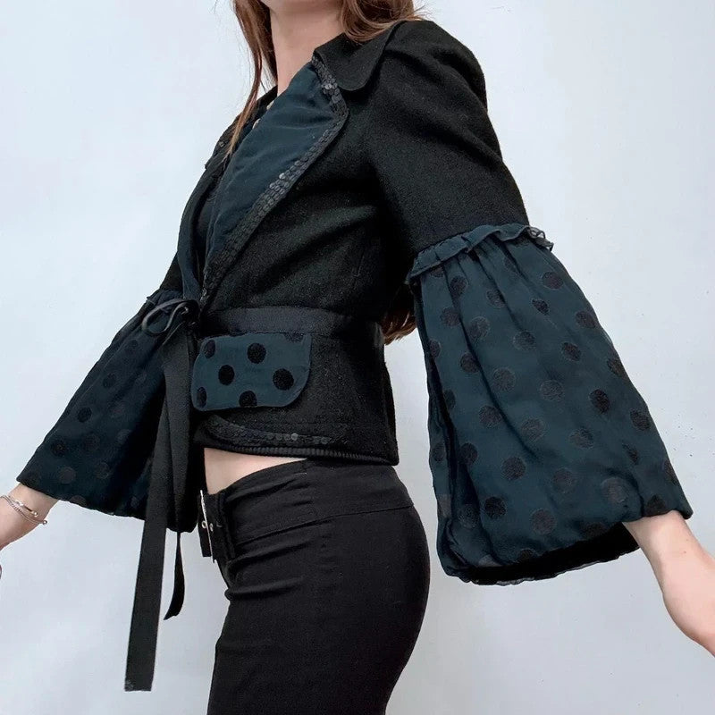 polkadot cropped flared jacket