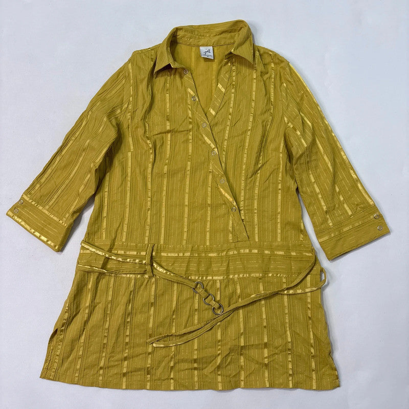 pinstripe chartreuse mini shirt dress